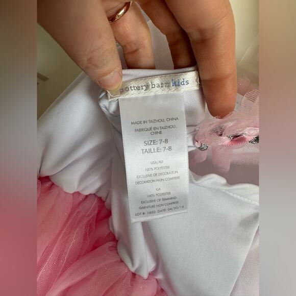 Pottery Barn Ballerina Tulle Party Dress Pink Glitter Tutu Size 7-8 - Picture 5 of 5